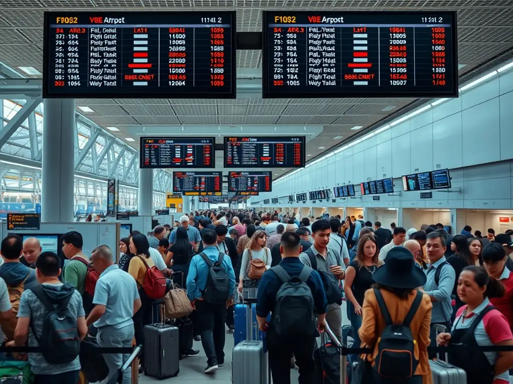 A photograph of a busy airport terminal in Kabul, Afghanistan, showcasing the convenience of booking flights through Akam Khawar Travel Guide.